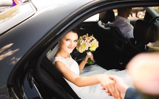 Luxury wedding car for the bridal party
