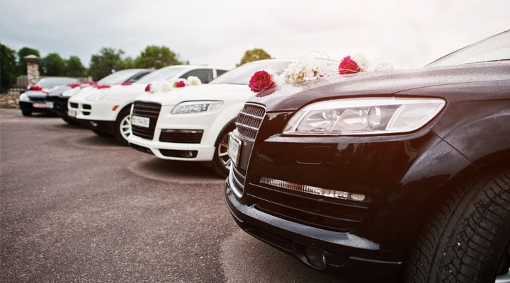 Wedding car hire vehicle decorated for the big day